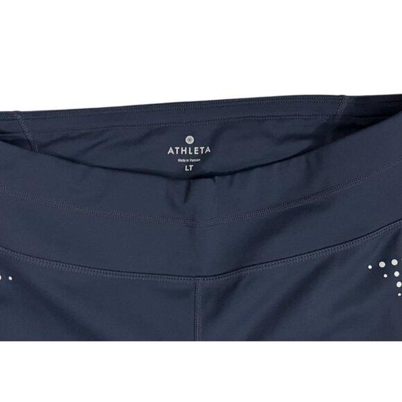 Athleta Navy Blue Reflective‎ Dot Capri Leggings Large Tall - Picture 2 of 11